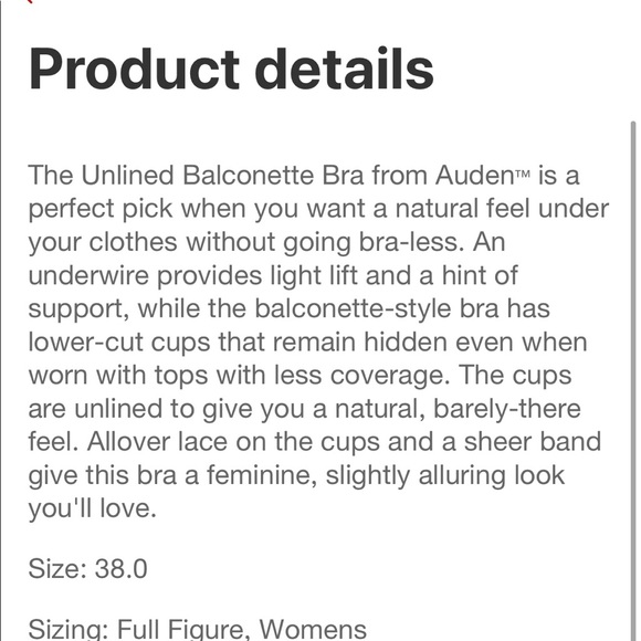 ⭐️2/$15 Auden unlined Balconette Bra - 34B - Picture 8 of 8